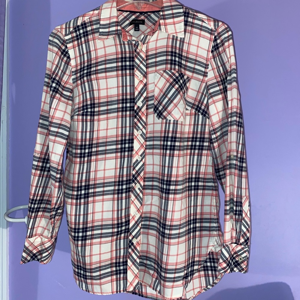 Tablots pink plaid button down shirt